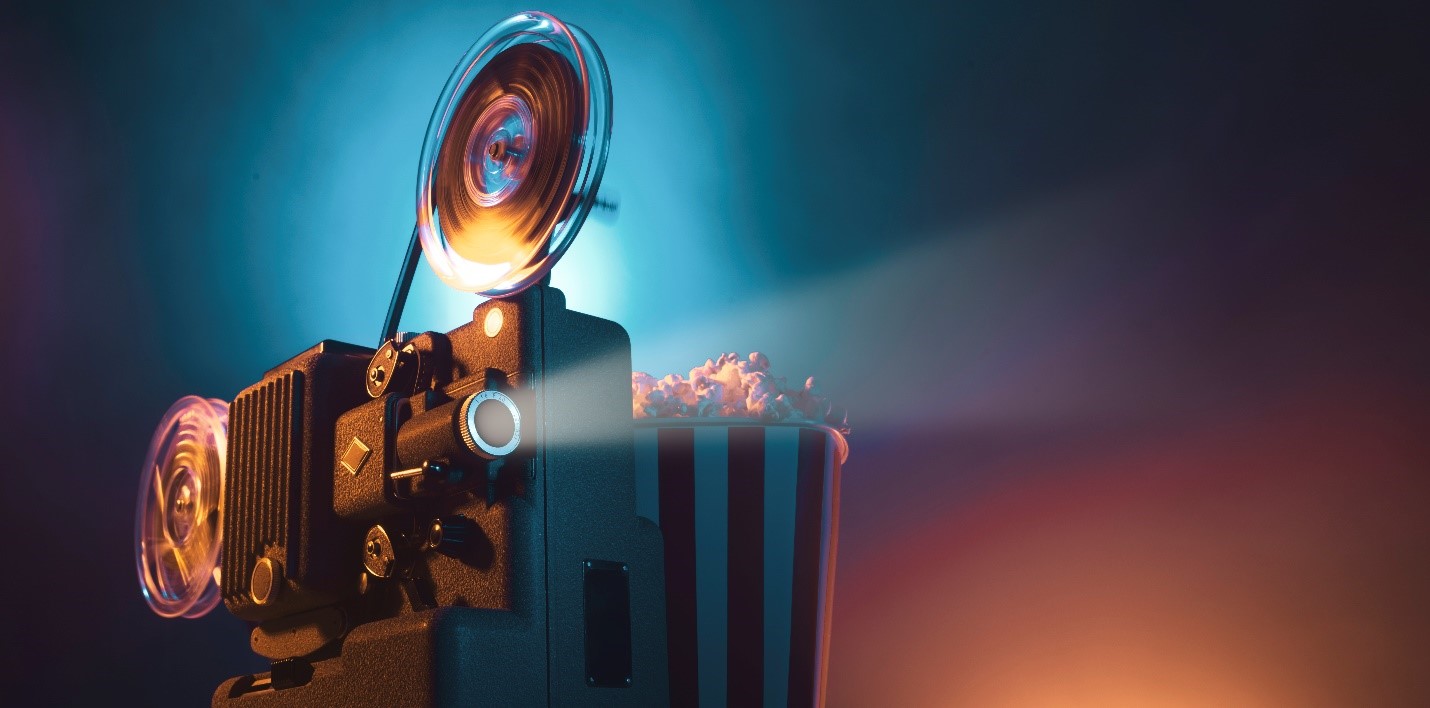 Movie projector in a theater