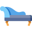 a blue couch with legs