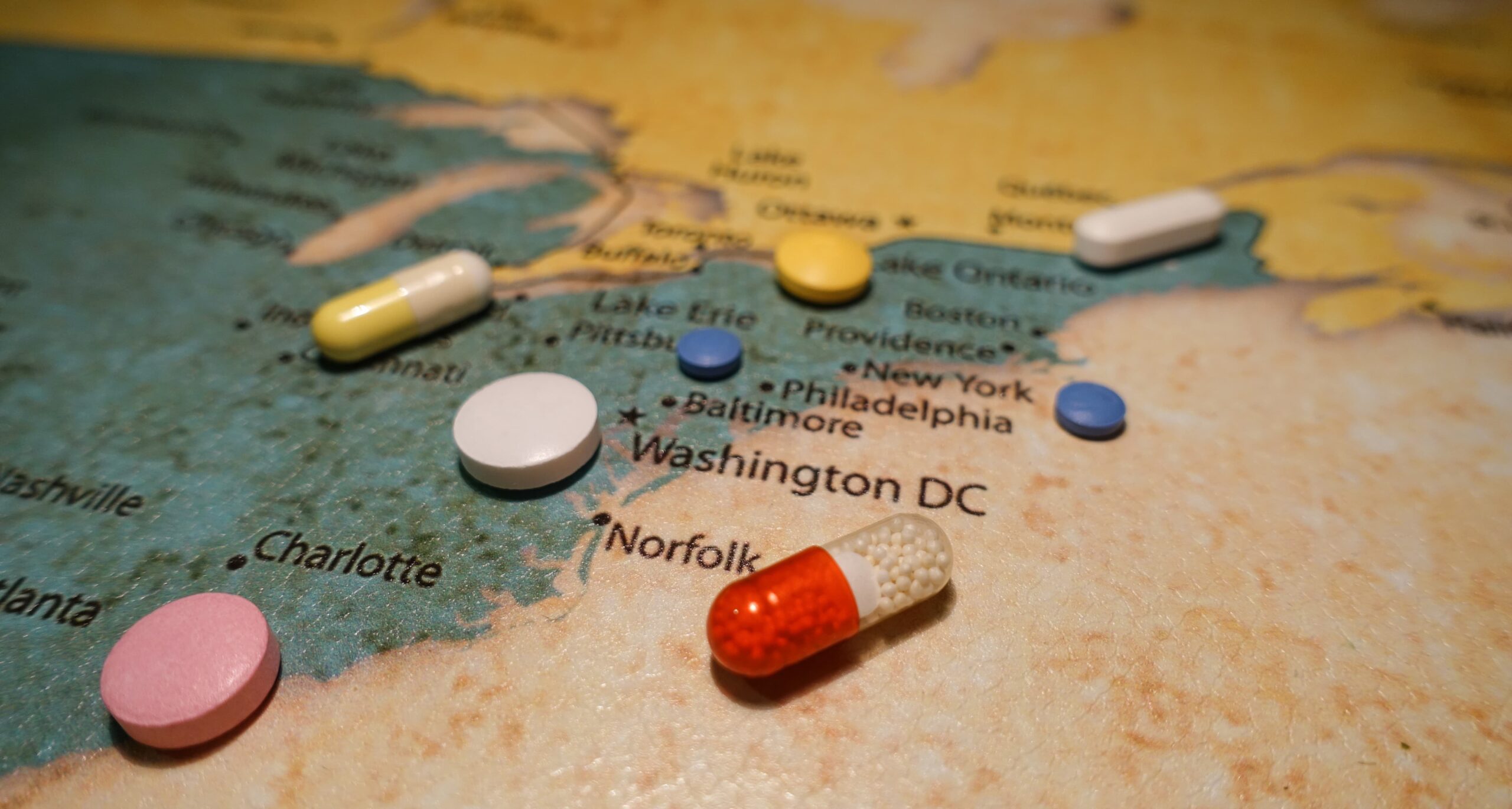 Map of the United States showing differences in addiction treatment access by state