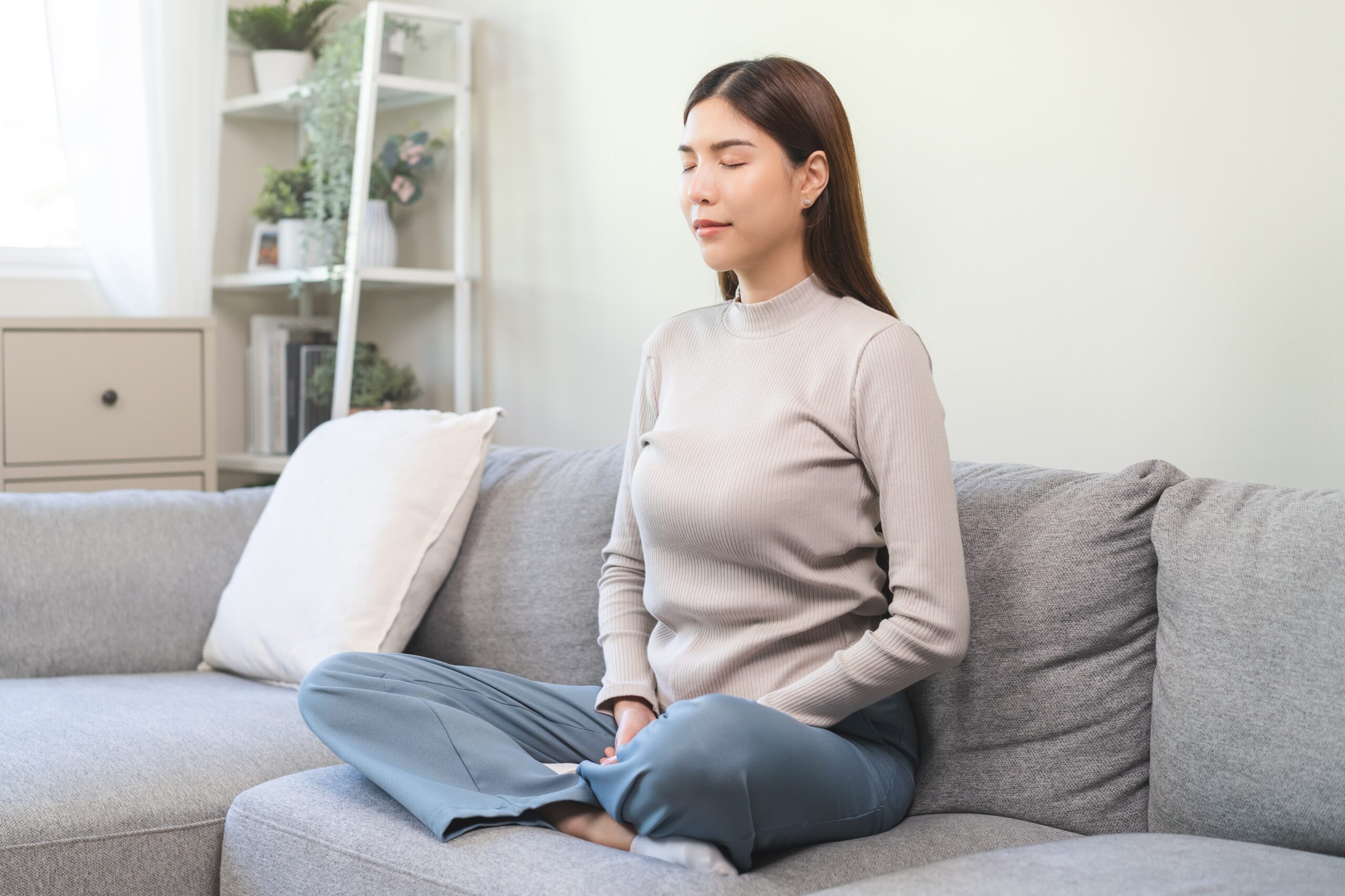 Person practicing visualization to prevent relapse during addiction recovery